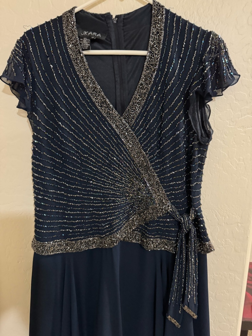 J Kara Navy Beaded Maxi Dress size 12 - Picture 3 of 7